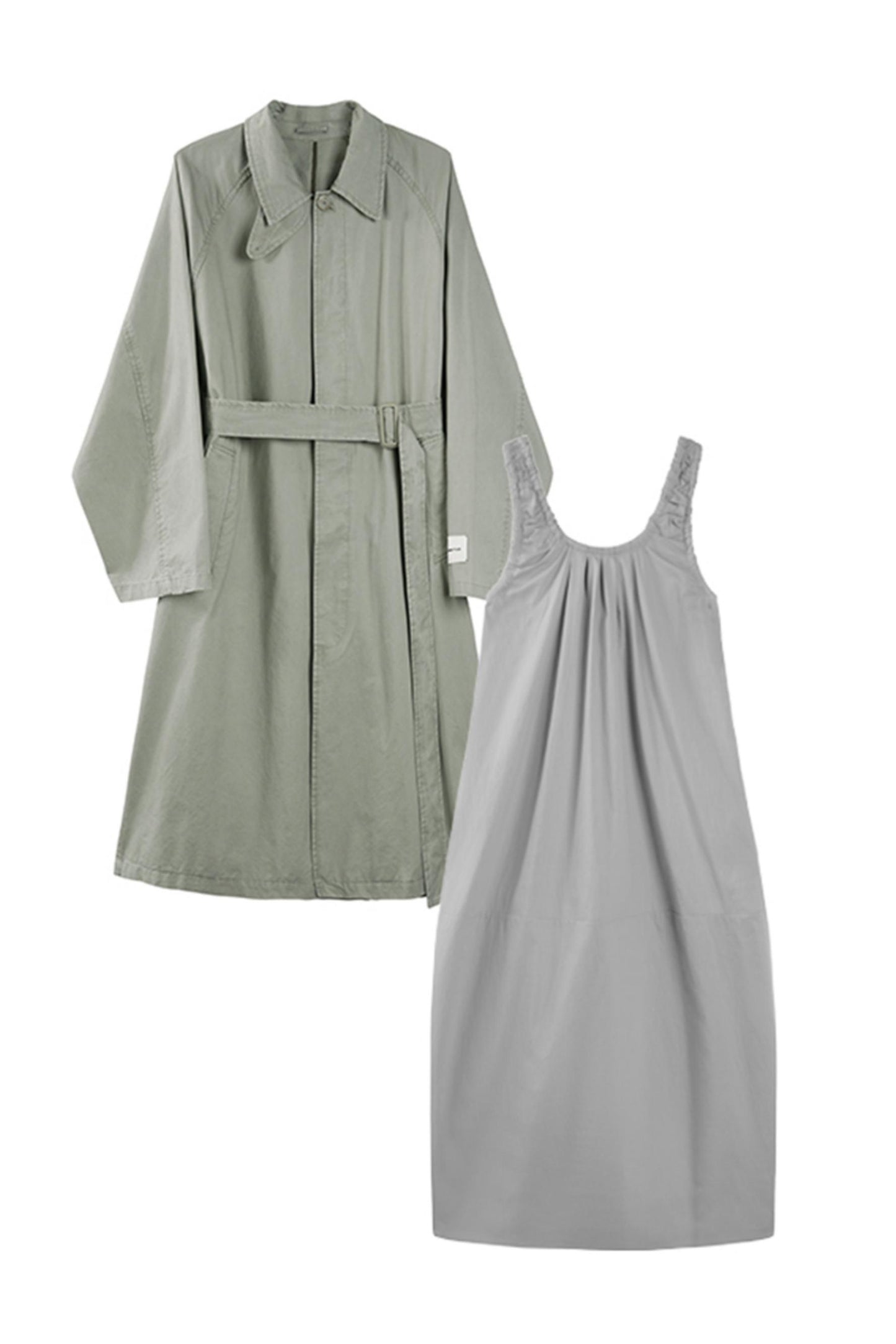 Petite Sleeveless Trench Dress Coat Set-Up