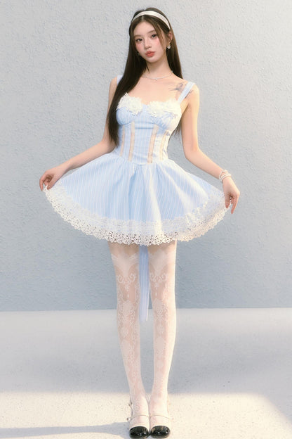 Slim Fluffy A-Line French Slip Dress