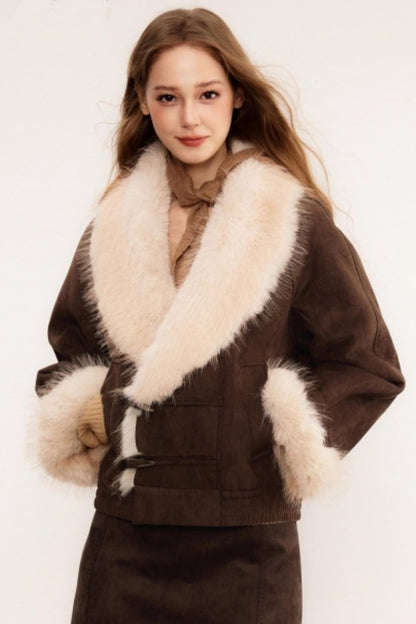 Faux Fur Suede Winter Coat