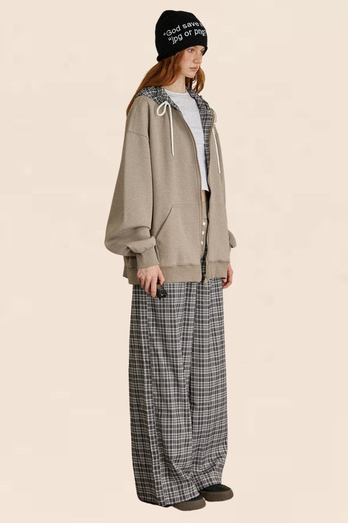 Black White Plaid Wide-leg Pants