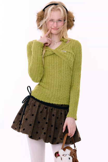 Retro Knit Halter Sweater