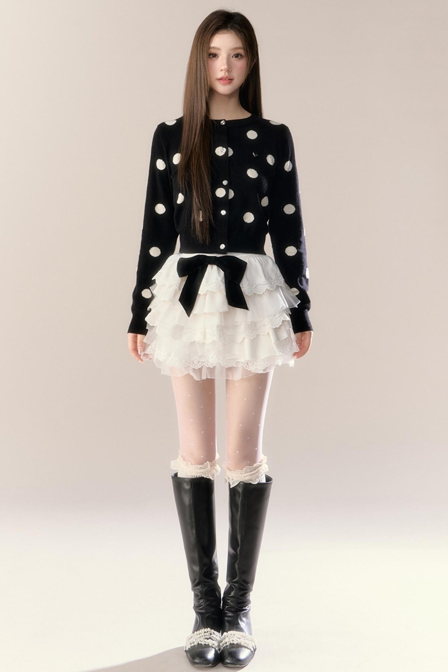 Velvet Polka Dot Cardigan