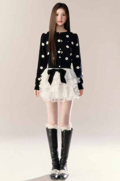 Velvet Polka Dot Cardigan