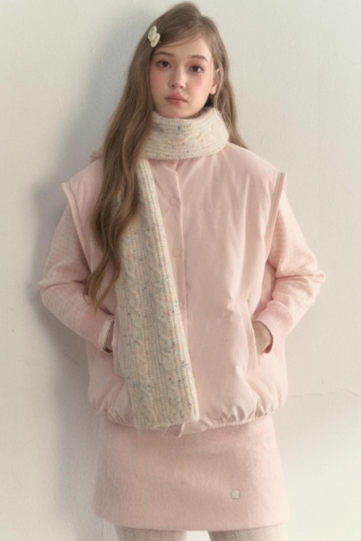 Twist Color Dot Wool Scarf