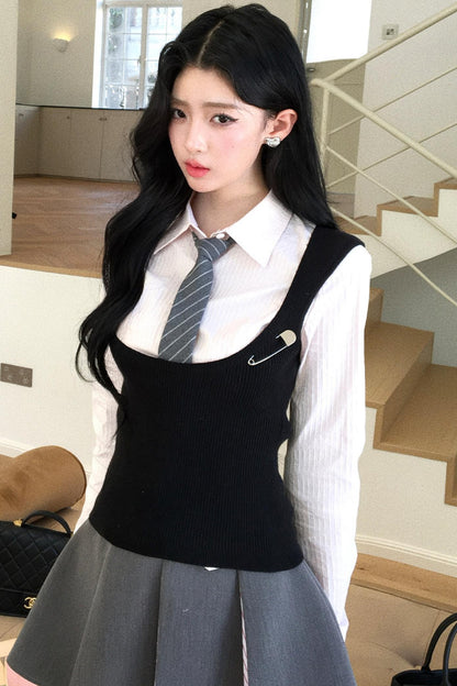 Slim Tie Silhouette Vest Set-Up