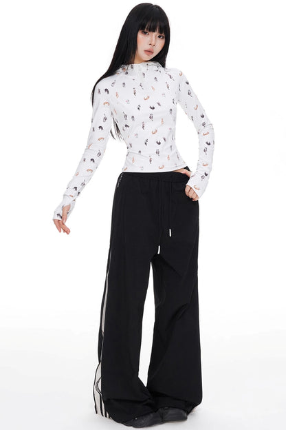 Striped Wide-leg Pants