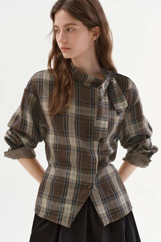 Cotton Plaid Irregular Shirt