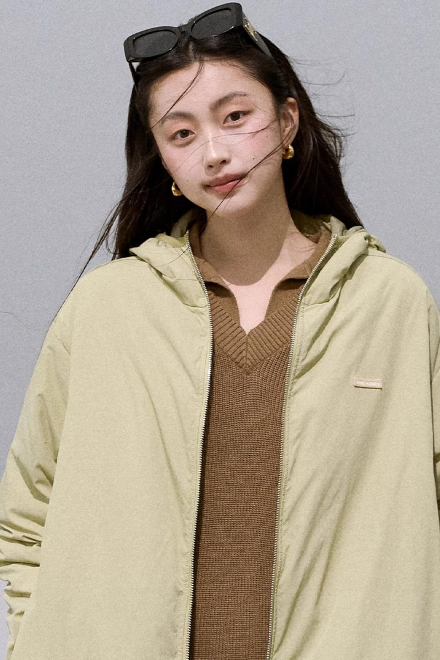 Wool V-Neck Detachable Skirt Dress