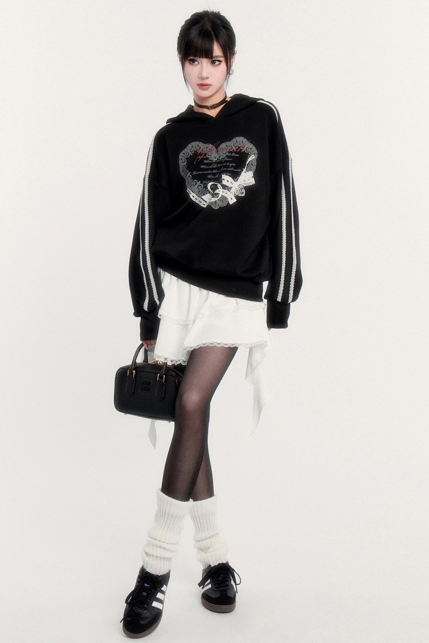 Sports Hooded Top & Skirt Set-Up