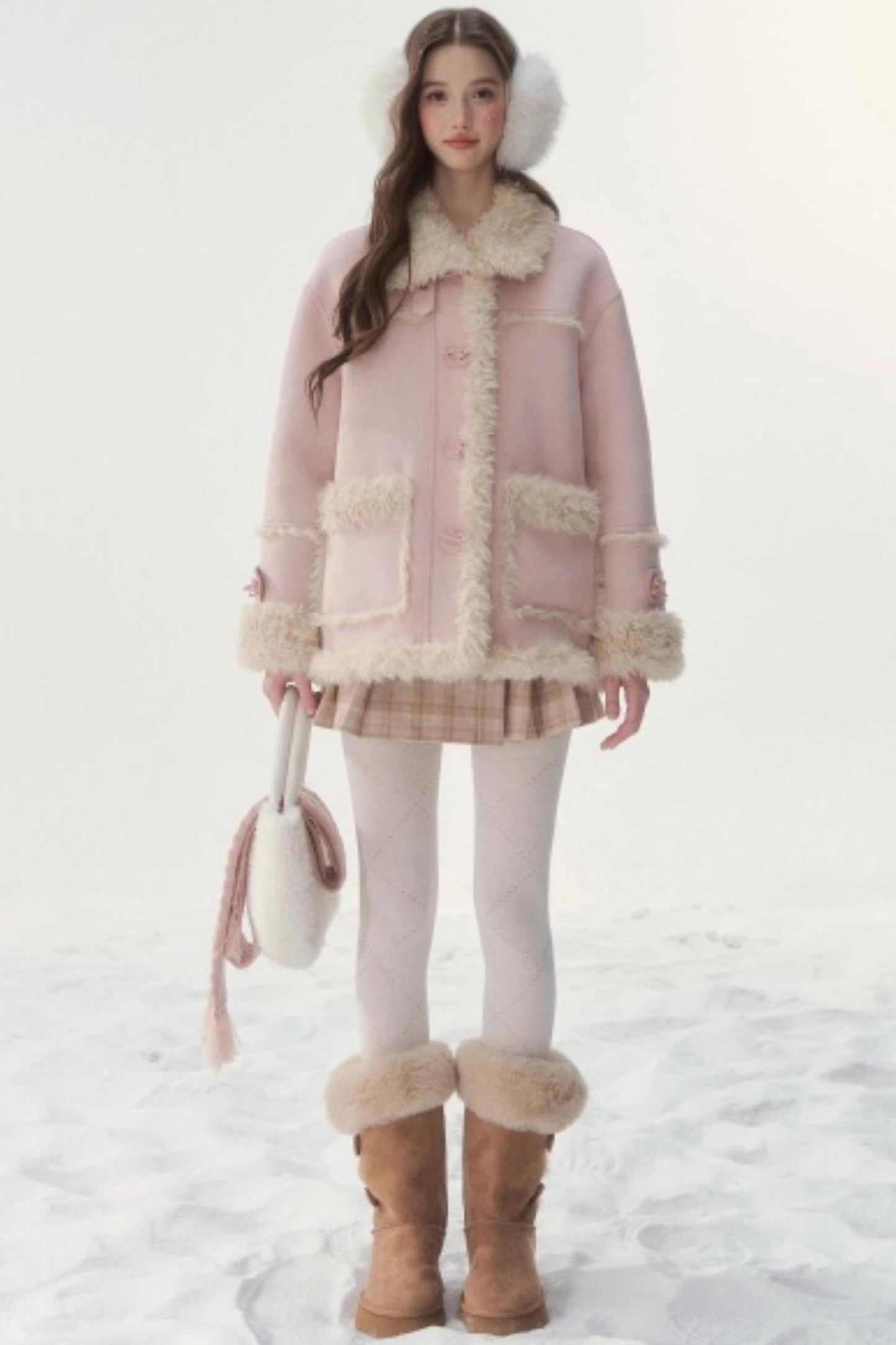 Pink and Blue Reversible Fur Coat