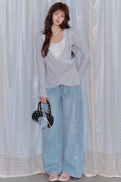 Lyocell Rhinestone Scimitar Pants