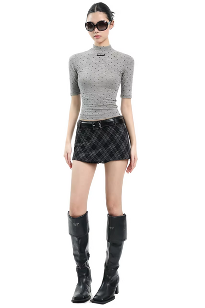 Retro Gray Polka Dot Blouse