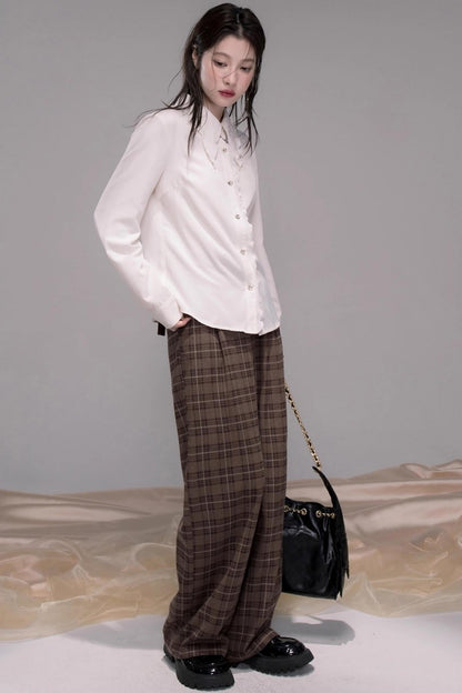 Vintage Check Wide-leg Pants