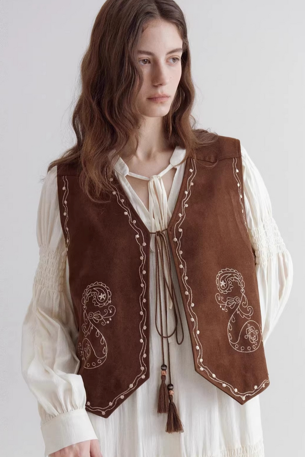 Color-Block Suede Vest