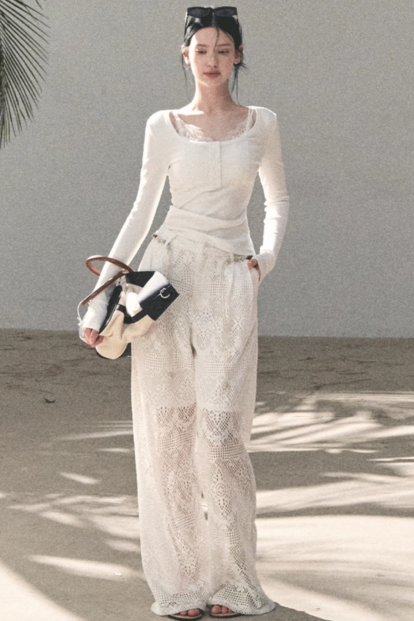 Hollow Crochet Lace Pants