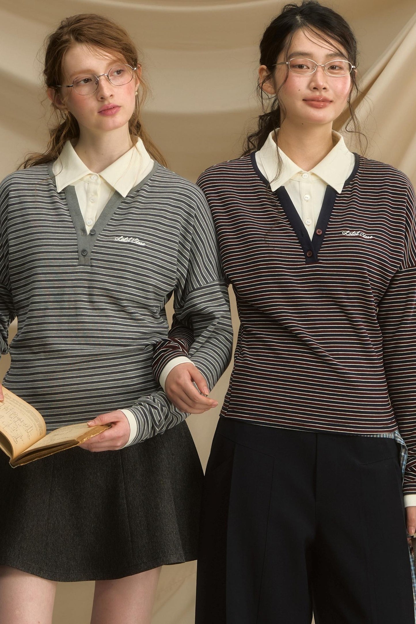 High-Intelligence Striped Long-Sleeved T-Shirt