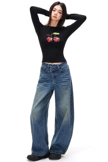 Vintage Distressed Whiskered Jeans