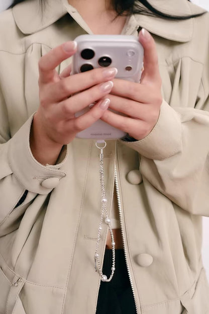 Broken Silver Pearl Phone Chain