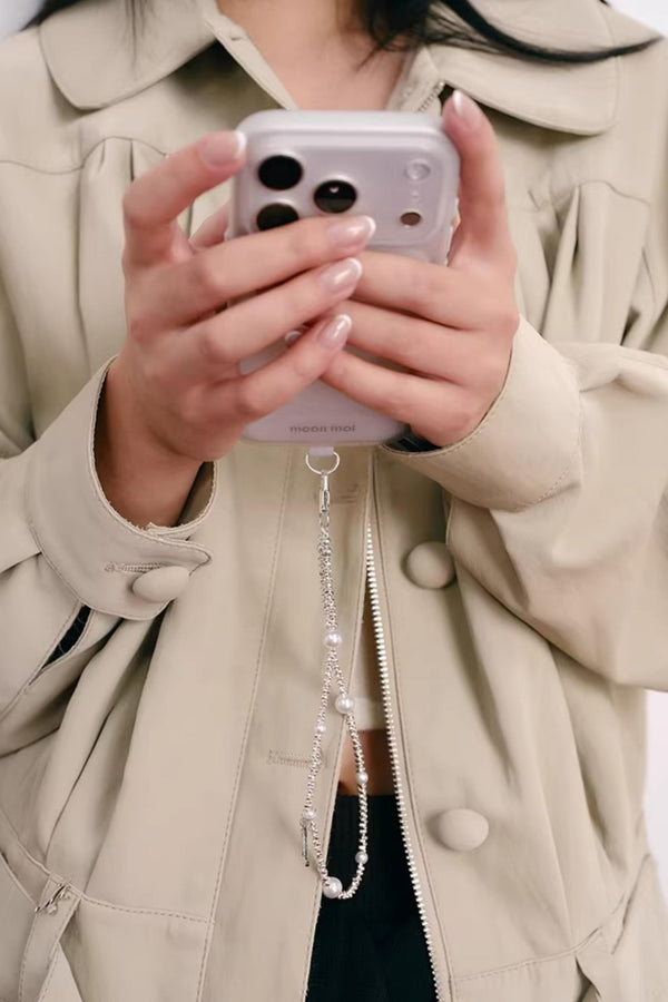 Broken Silver Pearl Phone Chain
