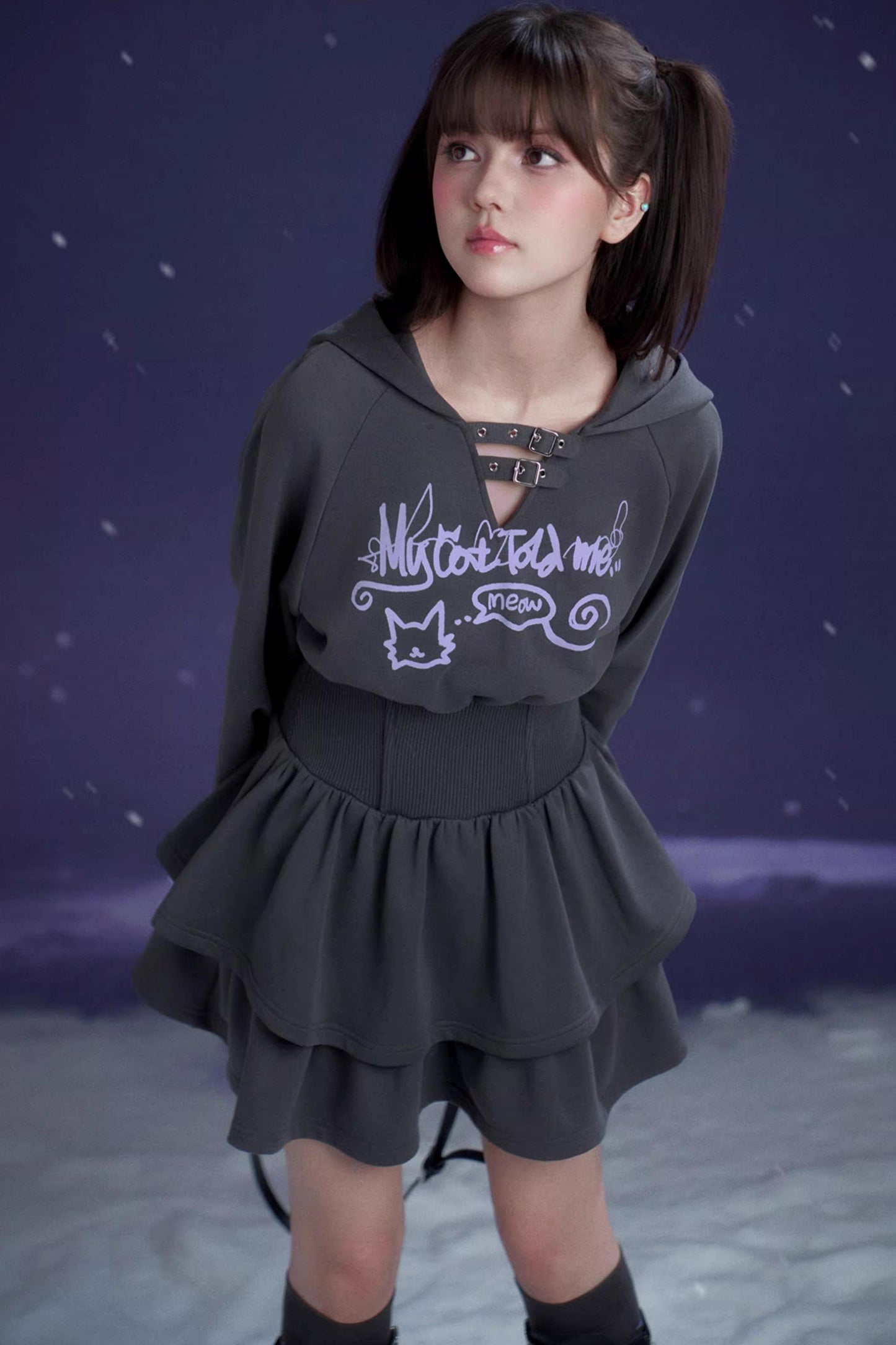 Gray Hooded Sweatshirt Dress