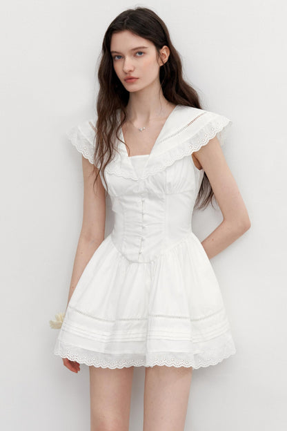 Vintage Lace Neck Dress