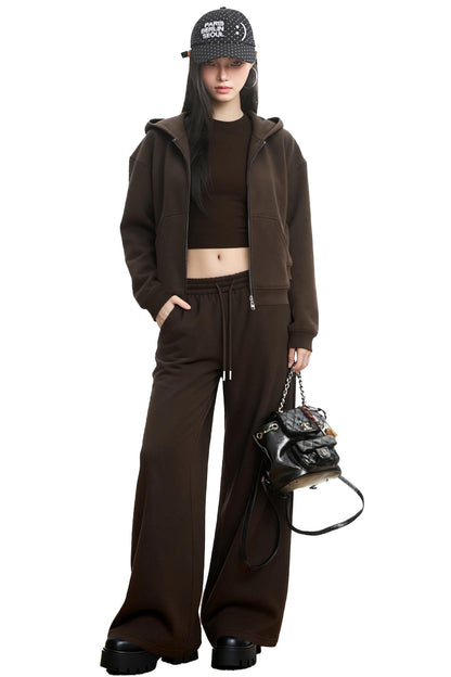 Black Hooded Sweatshirt Jacket Set-Up