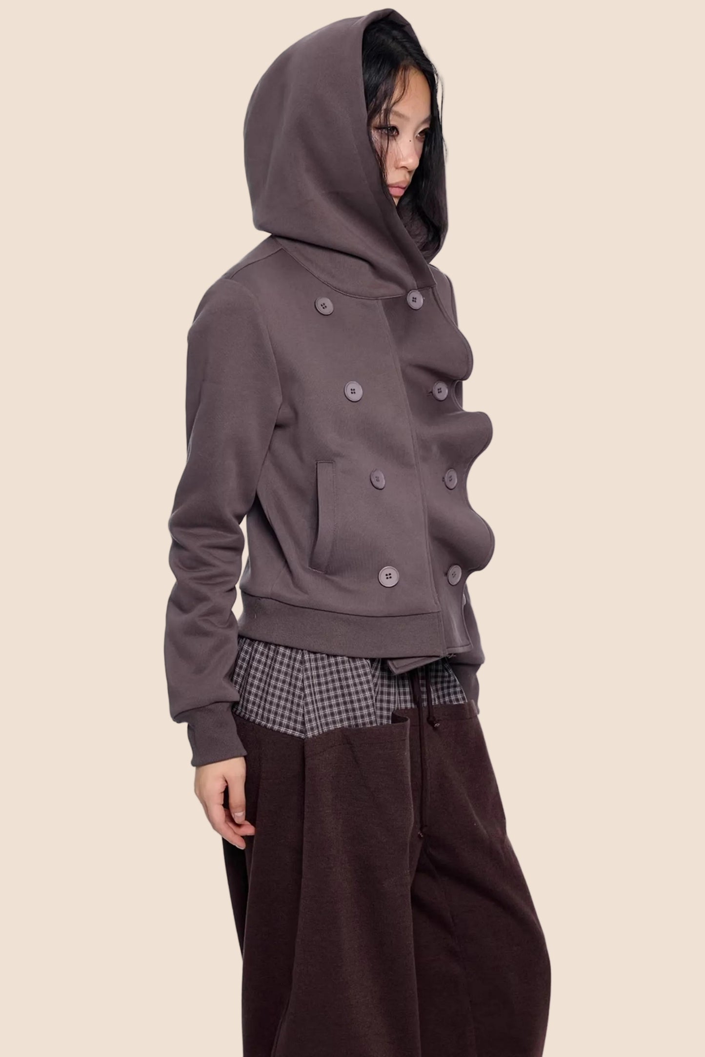 Gestreifter Dekonstruierter Kapuzenoberteil