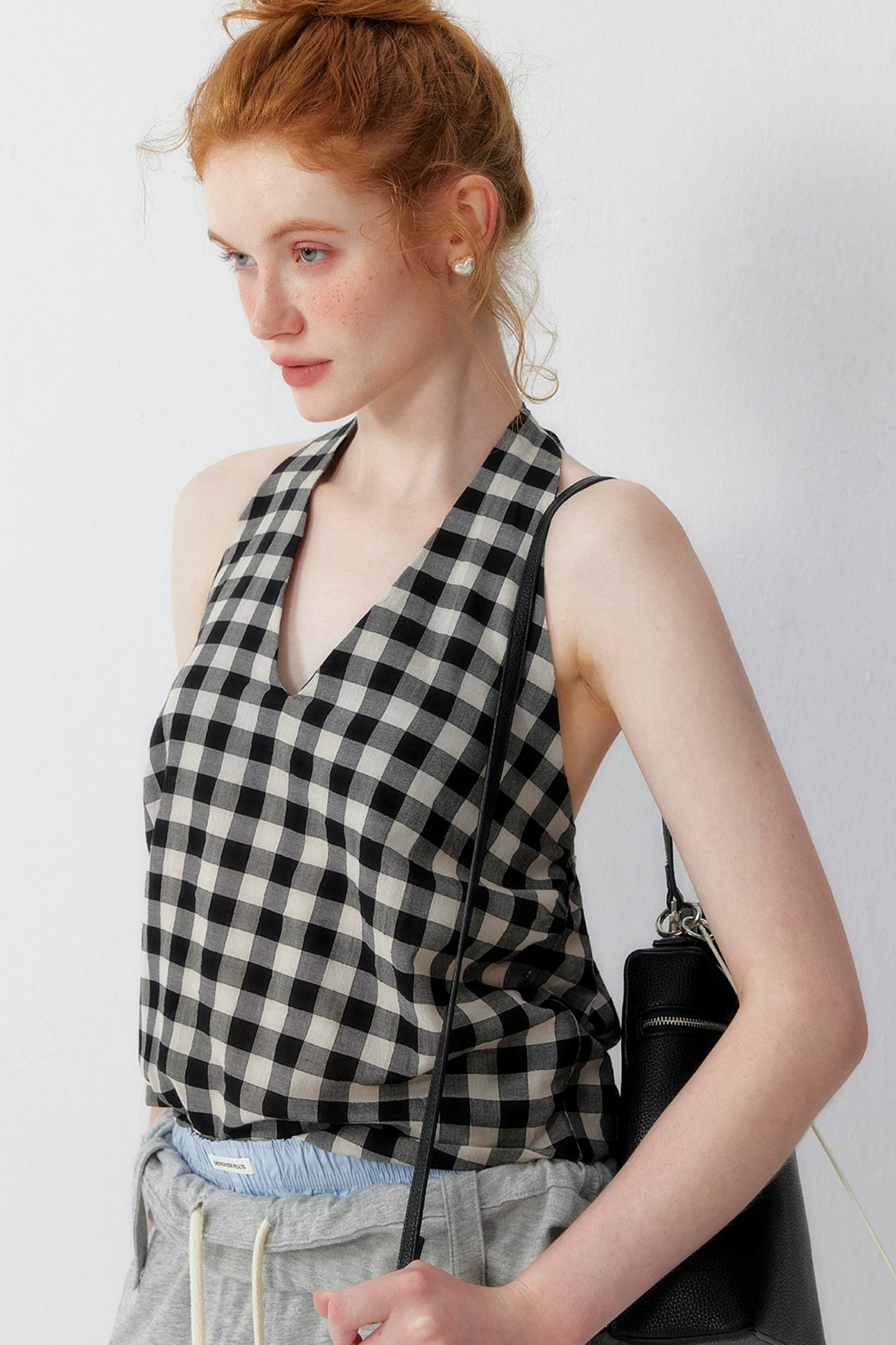 Cotton Plaid Halter Top