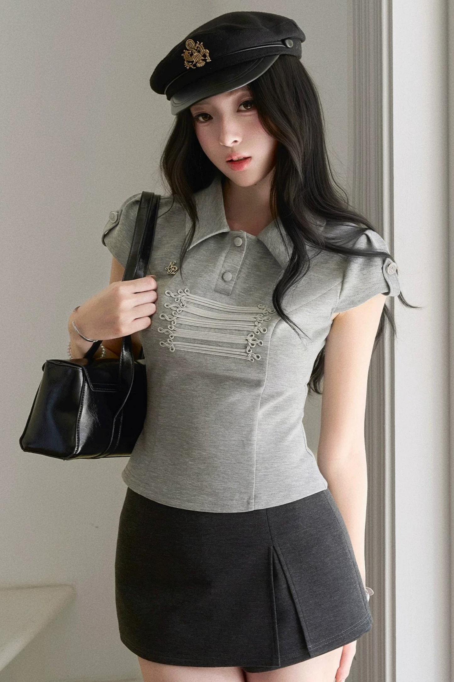 Sailor Collar Short Sleeved Top