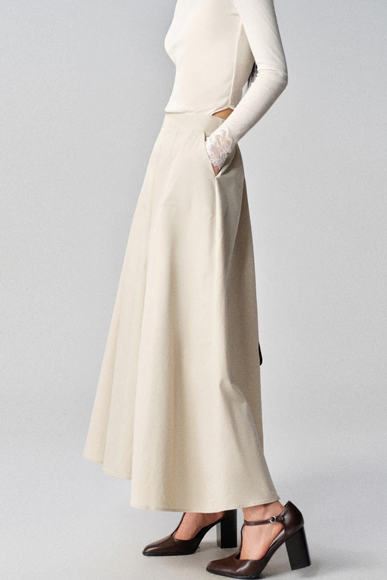 Mountains White A-Line Skirt