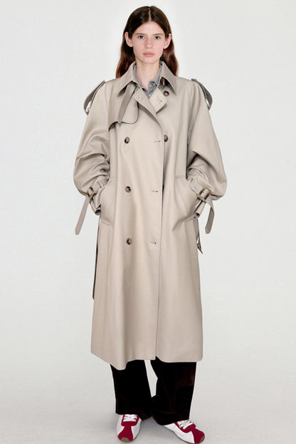 Pleated Silhouette Trench Coat