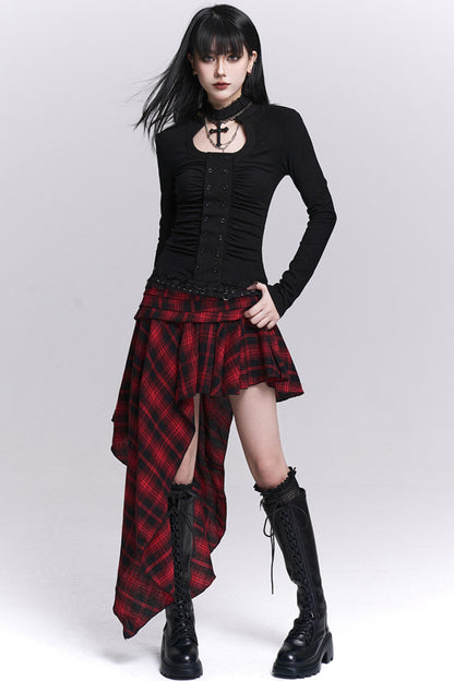 Rote Karierte Unregelmäßige Rock