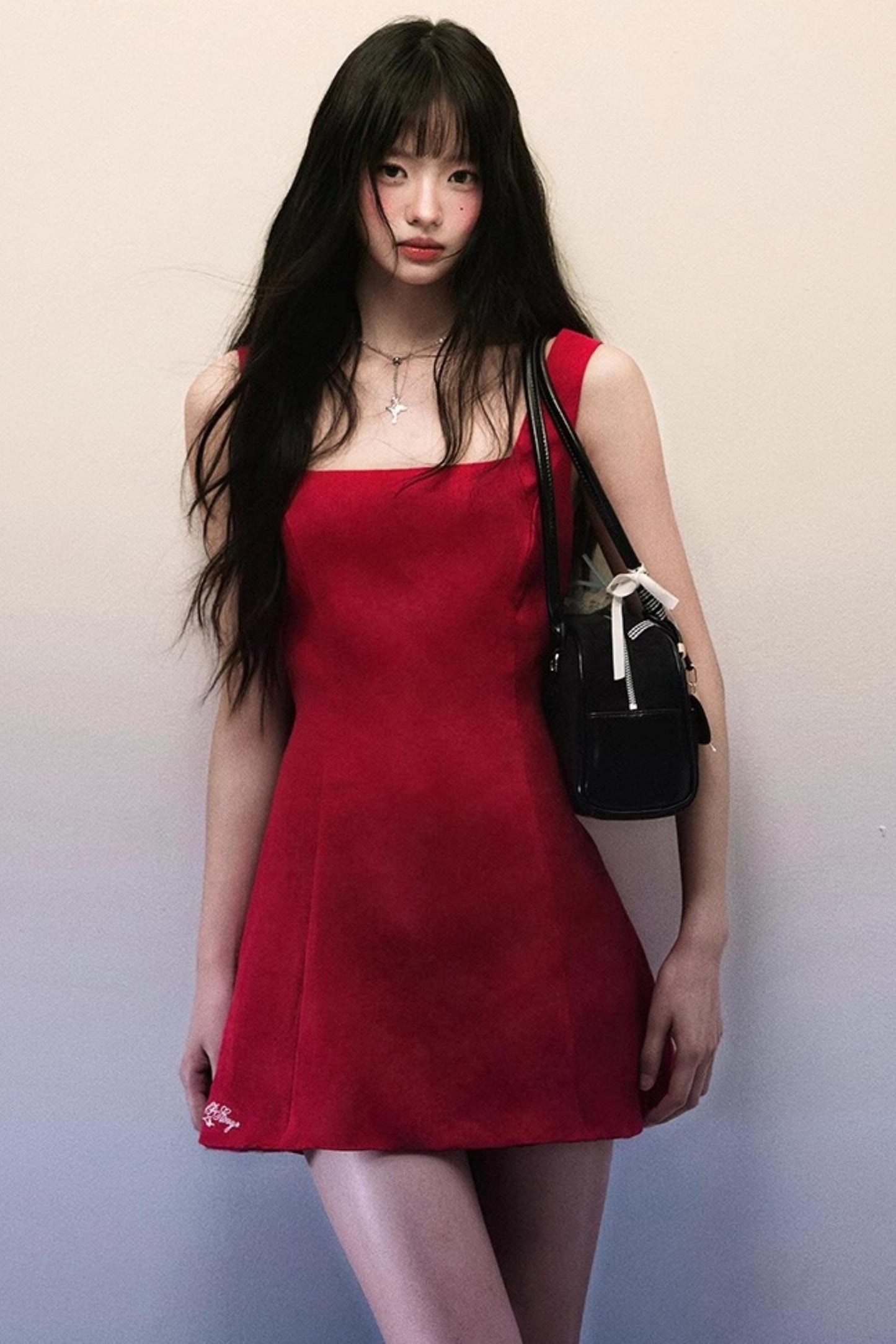 Square Neck Cotton-Linen Dress