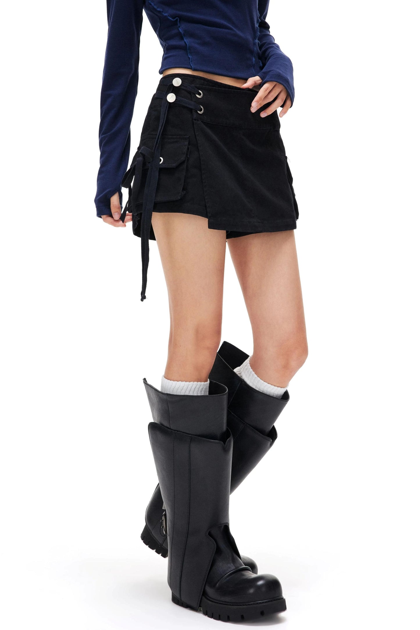 Retro Lace-Up A-Line Skirt