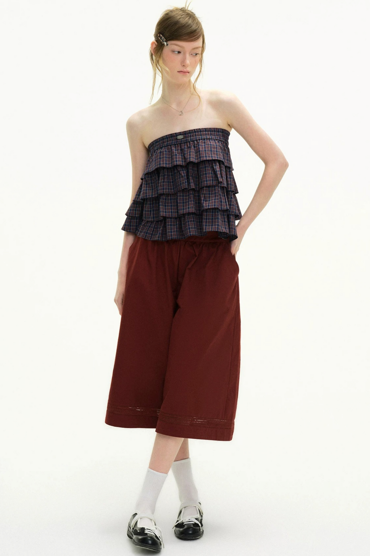 Retro Plaid Ruffled Skirt