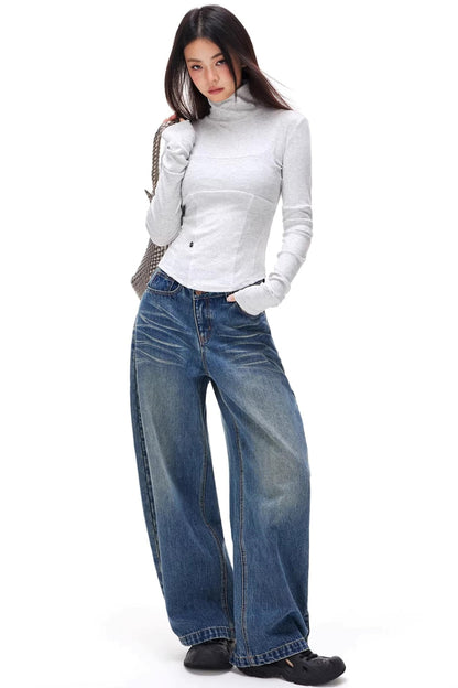 Vintage Distressed Whiskered Jeans