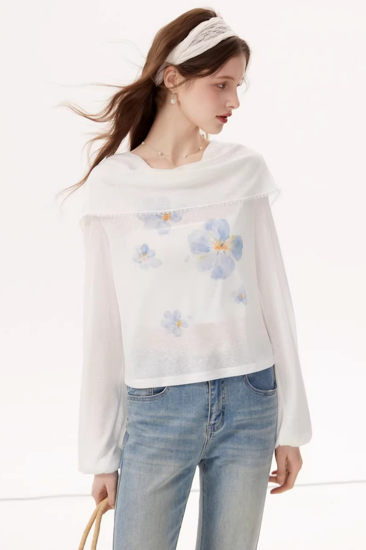 Hooded Lace Swing Blouse