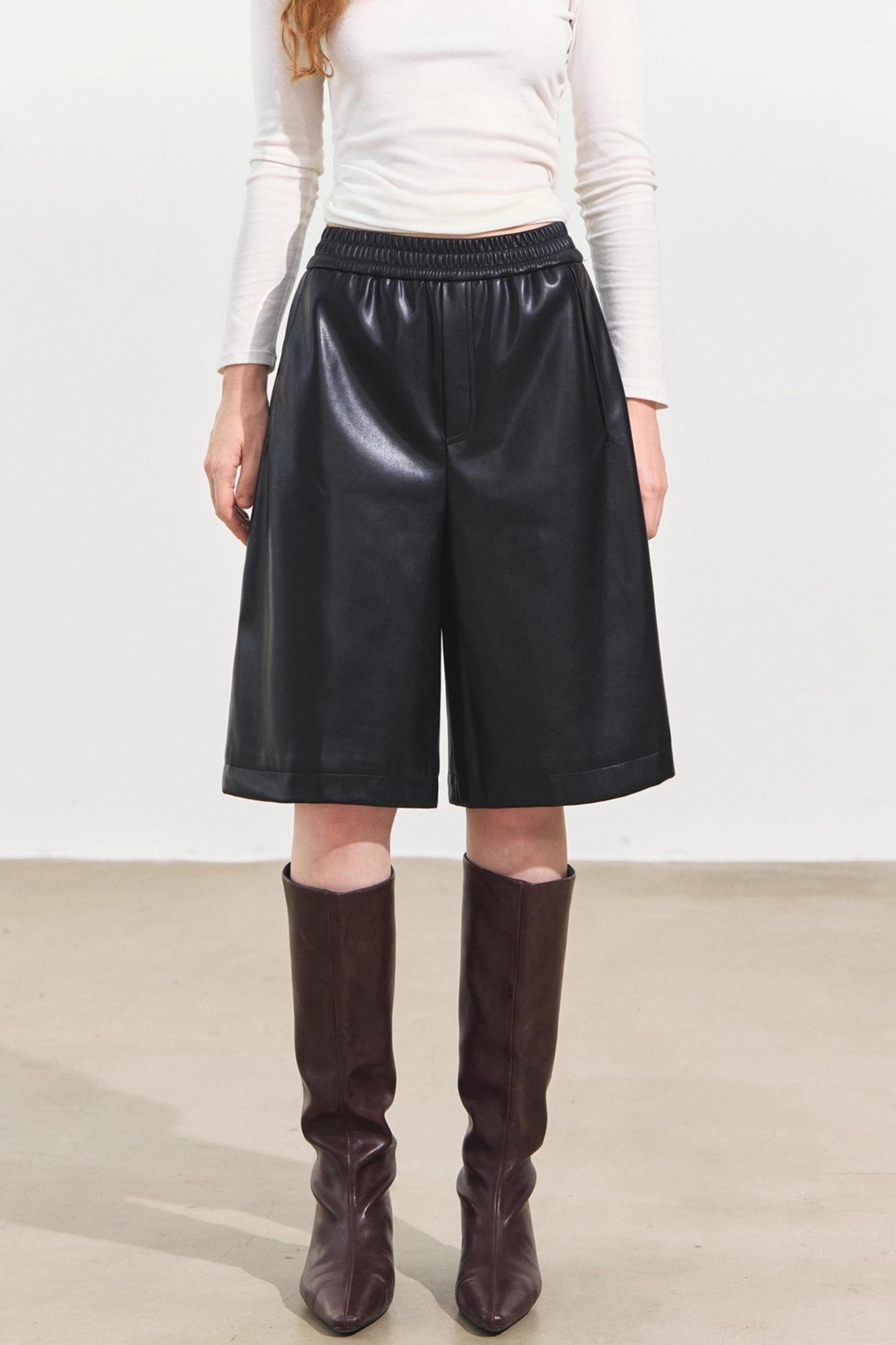 Wide-Leg Leather Trousers