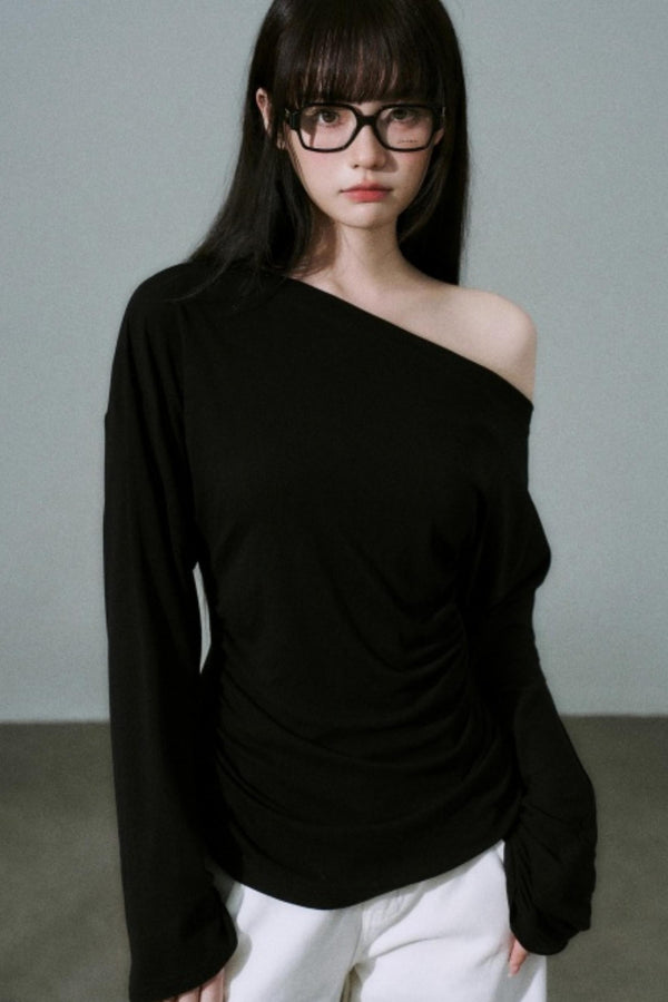 Lyocell Wool Off-Shoulder Top