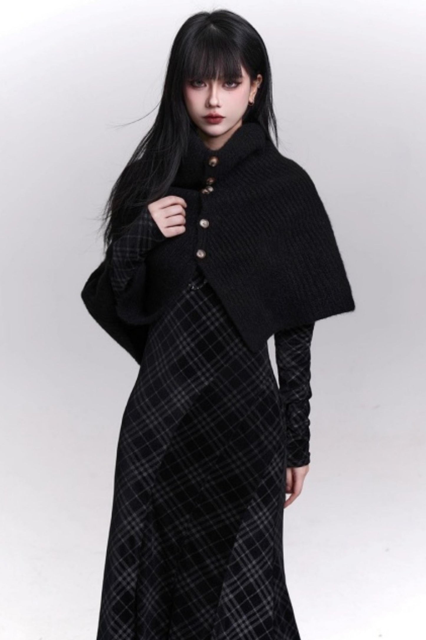 Stunning Black Knitted Cape