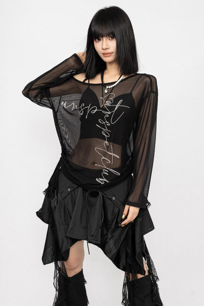 Slim Fit Black Long Sleeve Top