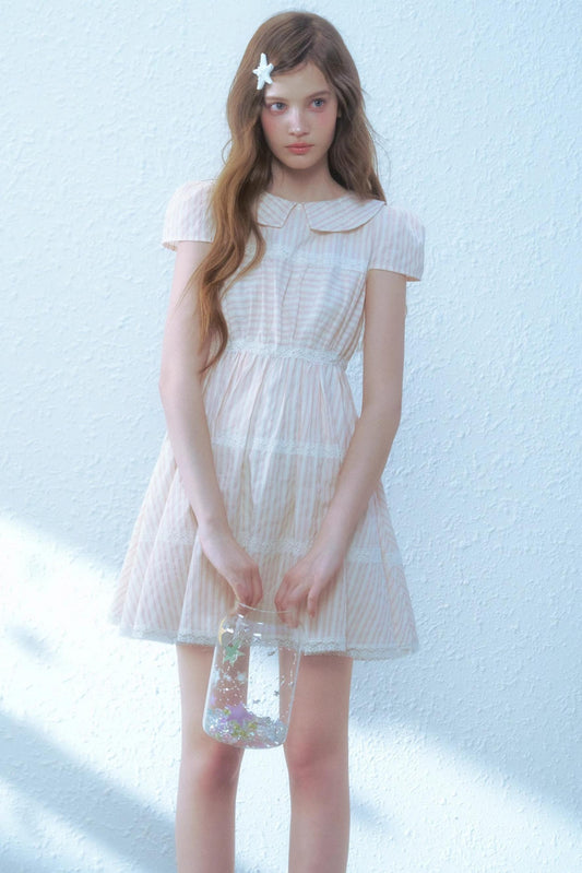 Pink Stripes Lace Dress