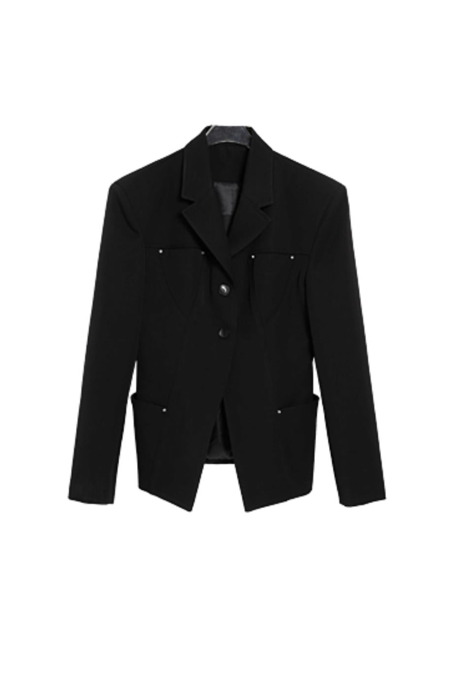 SRYS AME europäischen und amerikanischen Stil Nische Design Sinn Niete Taille Langarm Blazer schlankes Top Frühjahr und Herbst Frauen