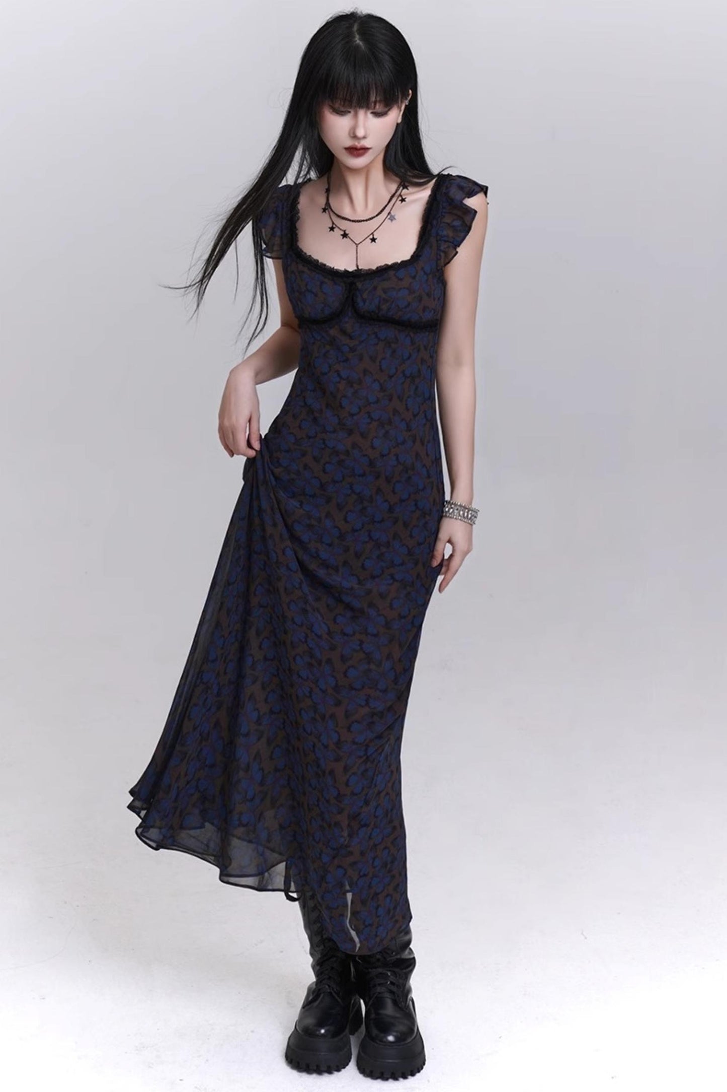 Butterfly Floral Halter Dress