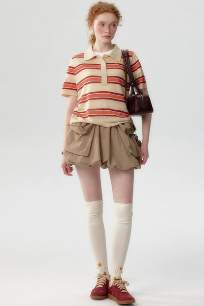 Lyocell Striped Polo Top