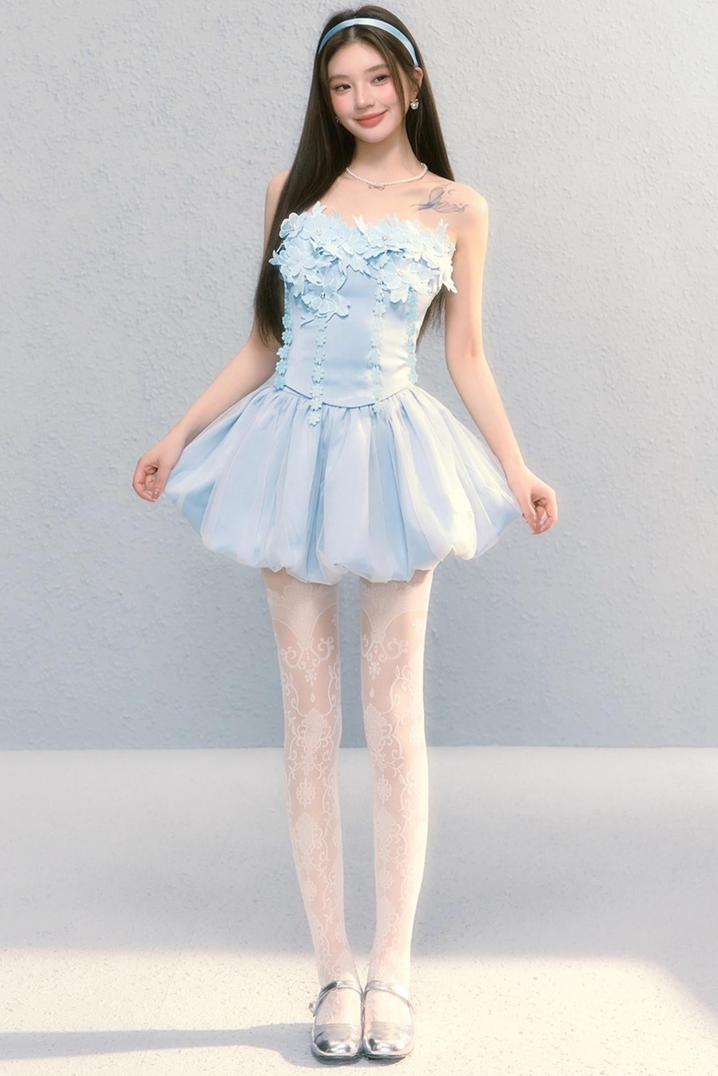 Embroidered Roses Two-Piece Skirt Set-Up