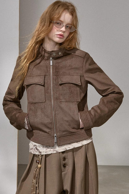 Suede Tailored Short Jacket