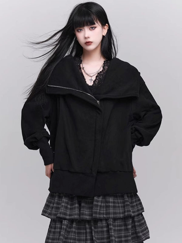 Loose Gray Hooded Coat 