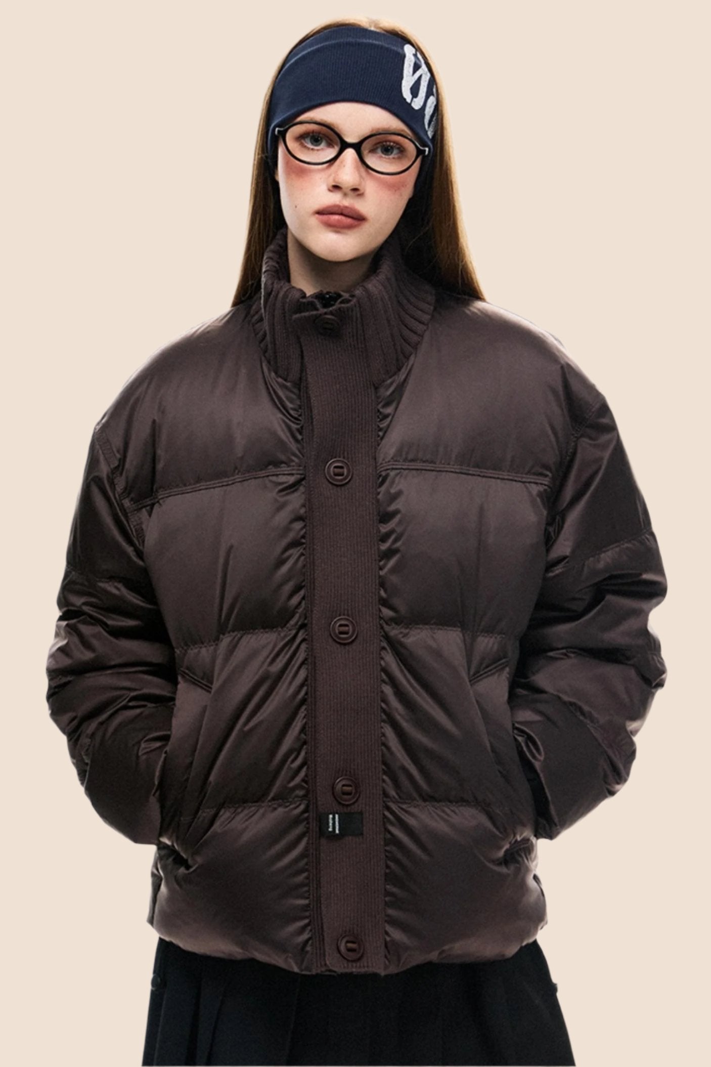 Contrast Stitching Padded Down Jacket