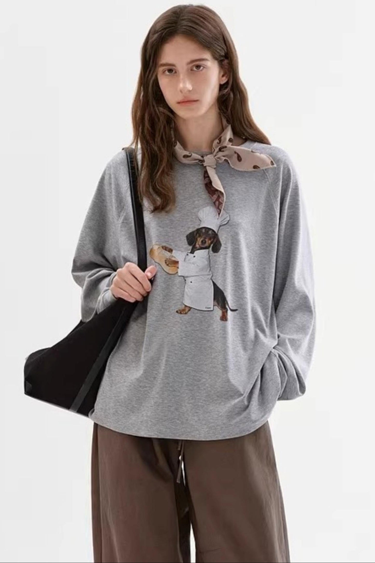 Lyocell Loose Printed Long Sleeve T-Shirt